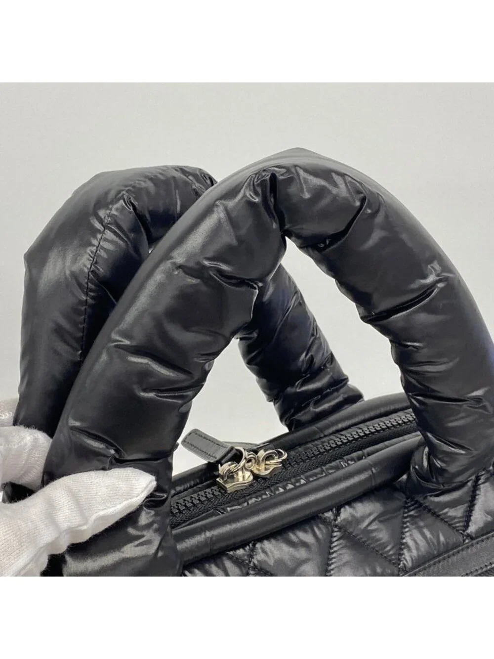 Chanel Handbag Coco Cocoon Nylon Black Silver